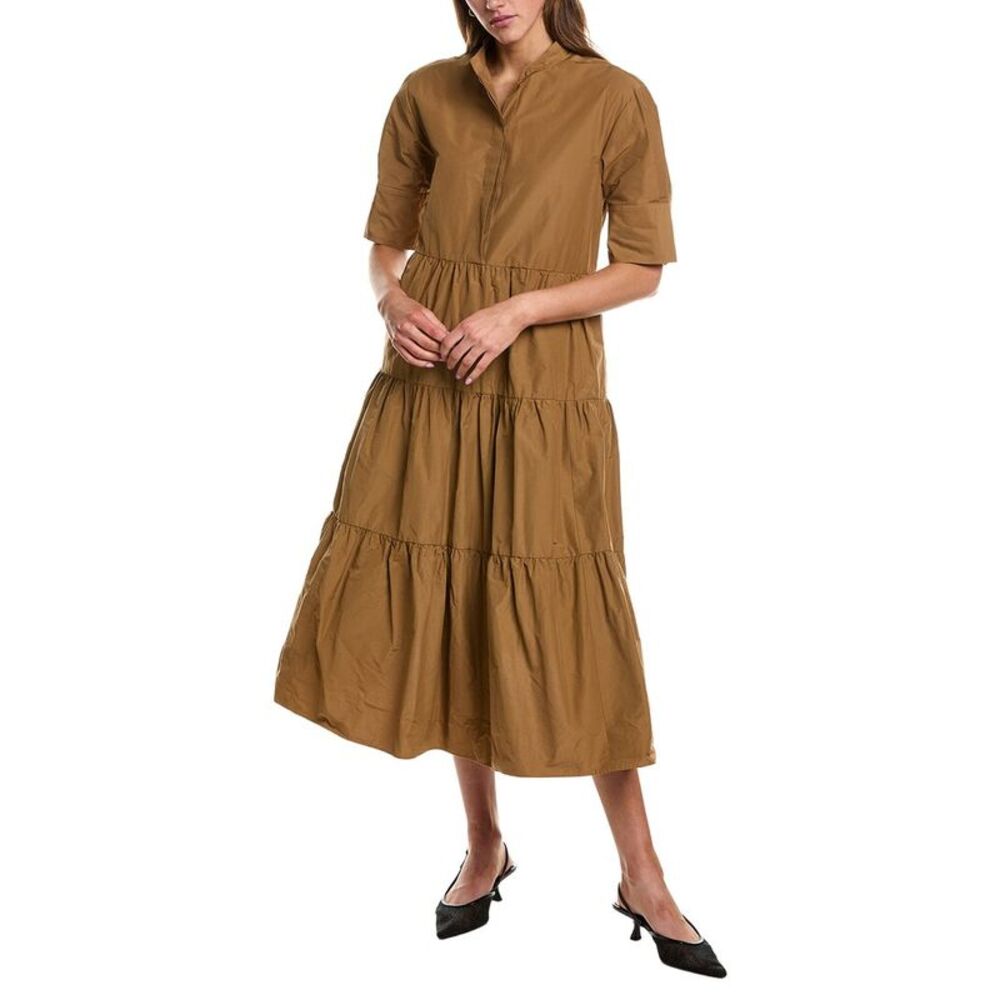 Red Valentino Womens Tiered Midi Dress, Brown